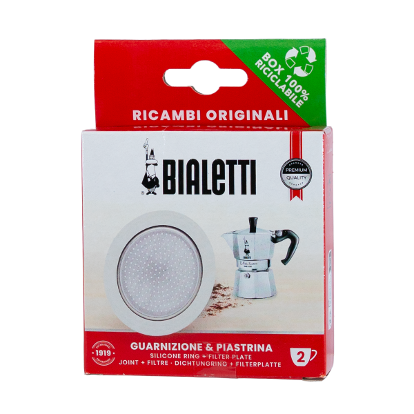 Bialetti Dichtung mit Sieb fuer 2 Tassen Induktionskanne Artikelbild frontal DichtungmitSieb